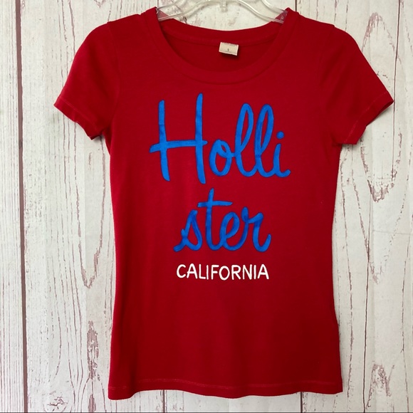 Hollister Juniors S Small T-Shirt Short Sleeve Tee Red Logo Graphic - Picture 8 of 8